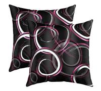 Retro Circle 20x20 Inch for Boys Pink Black Geometric Reversible Throw Pillow Covers Square Cushion Covers Set of 2 Modern Abstract Pillows Covers