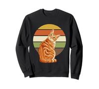 Retro Circle Orange Tabby Cat Vintage Sunset 70s Style Sweatshirt