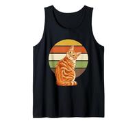 Retro Circle Orange Tabby Cat Vintage Sunset 70s Style Tank Top