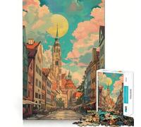 Retro City Munich Germany Jigsaw Puzzles for Adults 1000 Pieces Brain Skill Relaxed Mind Exact Edge Art Collection Piece (38x52cm)