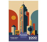 Retro Cityscape with Tall Buildings Adult Paper Puzzle, Historic Square Architecture, Interlocking Paper Pieces for Home Décor Fans, Relaxing Challenge, Gift Idea, 70x50cm/1000pcs
