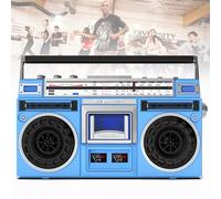 Retro Classic 80s Portable Boombox with CD & Cassette Tape Player/Recorder, AM/FM Radio, USB/SD Input for Family Gatherings & Travel