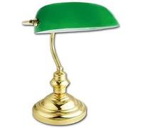 RETRO CLASSIC BANKERS LAMP TABLE DESK LIGHT POLISHED BRASS GREEN SHADE TILT HEAD