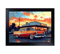 Retro Classic Car Vol.1 | Lap Tray with Padded Cushion, Portable Surface with Bean Bag Base, Perfect Surface for Working, Crafting, TV Eating and Laptop Use