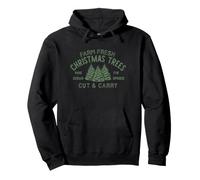 Retro Classic Farm Fresh Christmas Trees Cut And Carry Xmas Pullover Hoodie