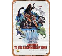 Retro Classic JOURNEY TO THE BEGINNING OF TIME Original One sheet Movie poster Sci Fi Tiger Dinosaur art Tin Sign Metal Movie Poster Plate Painted Modern Wall Decoration Vintage Film TV Metal Tin