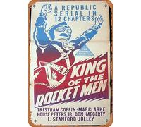 Retro Classic KING OF THE ROCKET MEN ’49 Republic Serial RARE Daybill Movie poster Tin Sign Metal Movie Poster Plate Painted Modern Wall Decoration Vintage Film TV Metal Tin Signs for Gift Karaoke Man
