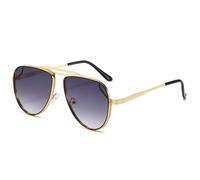 Retro Classic Metal Double Bridges Sunglasses Women Fashion Gradient Mirror Shades Uv400 Men Sun Glasses(Golden gray gradient)