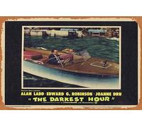 Retro Classic Movie Poster THE DARKEST HOUR aka HELL ON FRISCO BAY Lobby Card 1 Alan Ladd Edward G Robinson Vintage Metal Tin Sign Old TV Film Poster Gift Karaoke Bar Pub Club Decorative Wall Plates