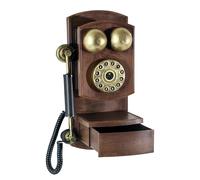 Retro Classical Wall Mount Corded Phone Model Antique Landline Telephone with Storage Box Moderns Home Decors Rotary Dials Landline Phone Model