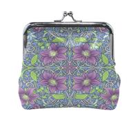 Retro Clematis William Morris Pattern Fashion PU Leather Small Coin pouching Convenient Change Purse with Clasp for Girls Ladies Handbag monedas para carro