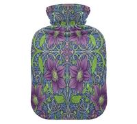 Retro Clematis William Morris Pattern hot Water Bottles with Soft Cover, 1L Water Bag for Neck Shoulder Warmer,Neck Shoulder Warmer,bolsas de agua Caliente para Dolores