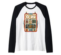 Retro Clockwork Steampunk Mechanical Anatomy Art Machine Raglan Baseball Tee