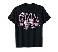 Retro CMA Coquette Bow Checkered Certified Medication Aide T-Shirt