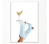 Retro Coastal Cowgirl Wall Art, Trendy Cowgirl Martini Poster, Coquette Light Blue Cowboy Boots Picture, Preppy Western Rodeo Poster, Alcohol Dry Martini Print, Bar Cart Wall Art 12x16in Unframed