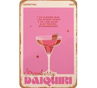 Retro Cocktail Strawberry Daiquiri Metal Sign Wall Art Pub Bar Home Decor Tin Signs Print 8inch*12inch
