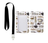 Retro Coffee Cup ID Badge Holder with Black Lanyard, Detachable Card Holder, Vertical ID Cards Protector for Doctor, Vertical Name Badges Protector for Office, Nurse Accessories Nurse Accessories Work