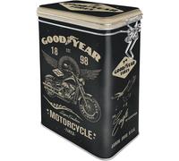 Retro Coffee Storage Tin 1.3L Airtight Metal Canister Goodyear Motorcycle Gift