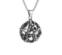 Retro Coiled Snake Five Pointed Star Pendant Necklace Personalized Men 's Biker Punk Rock Exorcism Jewelry Gift