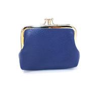 Retro Coin Purse,Portable Pocket Bag,Double Layer Coin Purse,Short Clutch Bag,Simple Card Holder,Kiss-Lock Storage Bag(Blue)