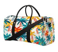 Retro Colored Coconut Tree Foldable Travel Duffle Bag Waterproof Sports Gym Bag with Shoulder Straps