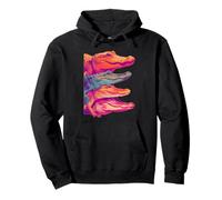 Retro Colorful Crocodiles Vibrant Tropical Animal Art Summer Pullover Hoodie