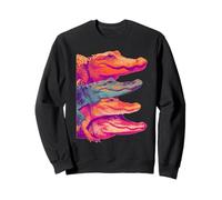Retro Colorful Crocodiles Vibrant Tropical Animal Art Summer Sweatshirt
