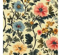 Retro Colorful Flora Self Adhesive Wallpaper Classical Flower Contact Paper Peel and Stick Wallpaper Thicken Waterproof Matte with Sticky Canvas Wall Cabinets Furniture Stickers Decorate 0.52×20 m