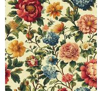 Retro Colorful Flora Wallpaper Self-Adhesive 0.4×5 m Classical Flower Pattern Matte Contact Paper Removable Thicken Waterproof Canvas Peel and Stick Wall Paper for Home Decoration Furniture Renovation