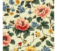 Retro Colorful Flora Wallpaper Self-Adhesive 0.52×5 m Classical Flower Matte Contact Paper Removable Thicken Waterproof Canvas Peel and Stick Wall Paper for Home Decoration Furniture Renovation