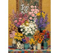 Retro Colorful Flowers 60 Piece Jigsaw Puzzles for Adults, Fun jigsaw puzzles 60 pieces, Challenging Puzzle Perfect for Game Nights, Finished Puzzle Size is 40x28cm