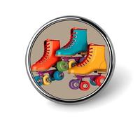 Retro Colorful Roller Skates Badges Pin, Personalized Exquisite Round Badge, 1 Inch Button Pins for Women And Men, Decorative Metal Round Brooch for Clothing, Backpacks, And Hats