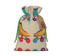 Retro Colorful Roller Skates Christmas Drawstring Sack Gift Bag, Lightweight And Cute In Design