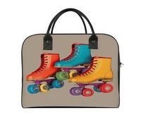 Retro Colorful Roller Skates Laptop Tote Bag Casual Travel Handbag Multi Pocket Shoulder Bags for Work Travel