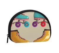 Retro Colorful Roller Skates Portable Mini Change Storage Bag, Stylish and Compact Coin Purse, Suitable for Daily Carrying