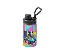 Retro Colorful Roller Skates Print 12 Oz Insulated Bottle,Lnsulated Water Bottle with Lid, Leak Proof Lid with Handle