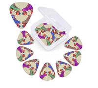 Retro Colorful Roller Skates Print Guitar Picks 12 Pack Guitar Plectrums with Storage Box Bass Picks For Acoustic Guitar Bass Electric Ukulele Includes 0.46mm, 0.71mm, 0.96mm