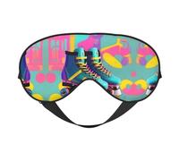 Retro Colorful Roller Skates Print Soft Eye Mask for Women Men Comfortable with Adjustable Strap for Travel Yoga Nap Shift Work