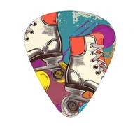 Retro Colorful Roller Skates Printed Guitar Picks 12-Piece Set - Comfortable, Versatile Plectrum for All Guitar Styles & Players