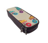 Retro Colorful Roller Skates Printed Leather Flip Pencil Case - Multifunctional Organizer for School, Office & Travel