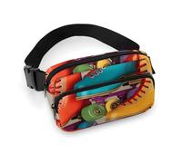 Retro Colorful Roller Skates Waist Bag Fashion Fanny Bag with Adjustable Strap for Outdoor Workout Cycling Unisex, white, 20x13cm, Waist Bag