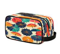 Retro Colorful Umbrella Toiletry Bag for Men Women, Cosmetic Makeup Bag with Handle, Travel Shaving Kit Organizer, Waterproof Portable Wash Bag for Gym Vacation Camping Sports