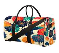 Retro Colorful Umbrella Travel Duffel Bag Sports Tote Gym Bag Waterproof Tear-Resistant Carry On Overnight Bag Foldable Weekender Bag for Gym Travel Getaway Beach Sports