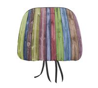 Retro Colorful Wood Stripes in Old Retro Style 1PC Universal Car Seat Headrest Protector Covers, Soft Car Headrest Cover Interior Accessories Decoration Fit Most Cars Vehicles