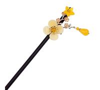 Retro Coloured Glaze Flower Wooden Hair Stick Hanfu Cheongsam Jewelry Accessorie