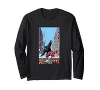 Retro Comic Book Monster Robot City Attack Design Long Sleeve T-Shirt