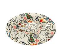 Retro Comic Style White Elephants Christmas Calming Anti Anxiety Pet Cat Beds fluffier Orthopedic Dog Bed for Medium Size Pets Supplies cama para Perros medianos