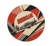 Retro Constructivist Hurricane Fighter Aircraft British Metal Tin Sign Plaque Wall Decor for Cafe, Man Cave, Club Bar, Office, Home Garden Round Metal Poster 8x8Inch