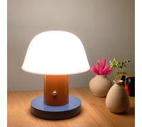 Retro Contrasting Color Mushroom Rechargeable Table Lamp with Touch Switch - Romantic Portable Atmosphere, Dimmable Bedroom Bedside Lamp