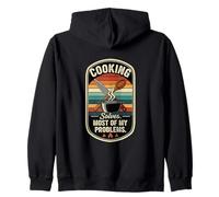 Retro Cooking Solves Most Of My Problems Funny Home Chef Zip Hoodie